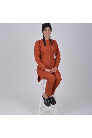 Kiremit Soft Likra Hemşire Doktor Tesettür Alt Üst Takım Üniforma