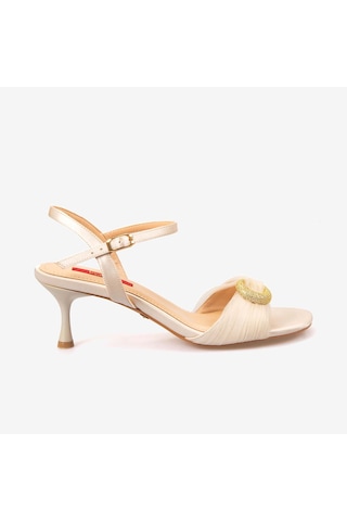 Rouge Kadın 7,5cm Topuklu Sandalet 1168 Bej