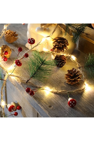 Xindoker Pilli İle Çalışan 20 Led Sıcak Beyaz Noel Aydınlatma Işıkları - 2 Metre Dekoratif Işık Şeridi