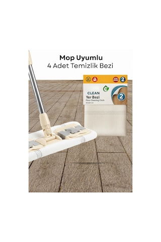 Grimorlife 4 Adet Çok Amaçlı Mop Uyumlu Yer Temizlik Bezi Havlusu- Mop Uyumu Temizlik Bezi 50x60 Cm