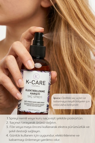 K K-care Cosmetics Elektriklenme Karşıtı Saç Spreyi 250 Ml
