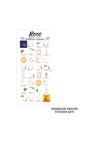 Roco Paper Ramazan Temalı Advent Takvim Sticker Seti - Dekoratif 30 Günlük Calender Etkinlik Çıkartma Seti Çok Renkli