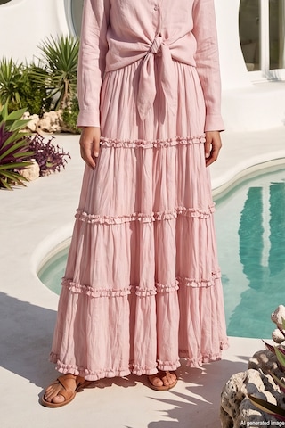 Ceremony Renkli Kat Detay Nil Etek 613 Pembe