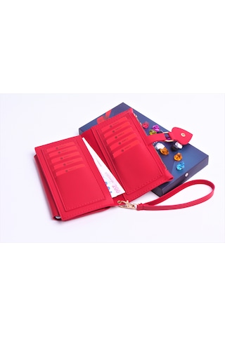 Ozka Leather Collection Kişiye Özel Kalp Klipsli Kadın Cüzdan Kırmızı