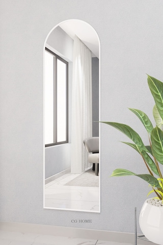 Dekoratif Ayna Mdf Oval Boy Ayna Duvar Aynası 165x45 Beyaz 166 X 50 Beyaz