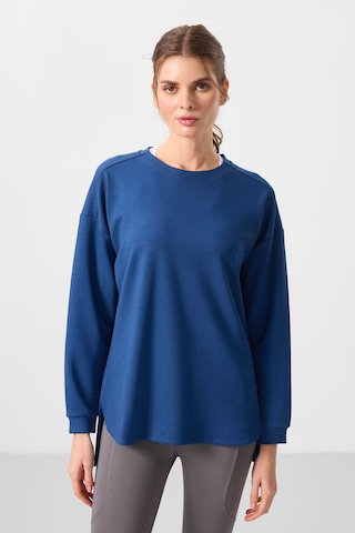 Tommylıfe Parlament Yumuşak Dokulu O Yaka Rahat Form Kadın Tunik Sweatshirt - 97305 Mavi