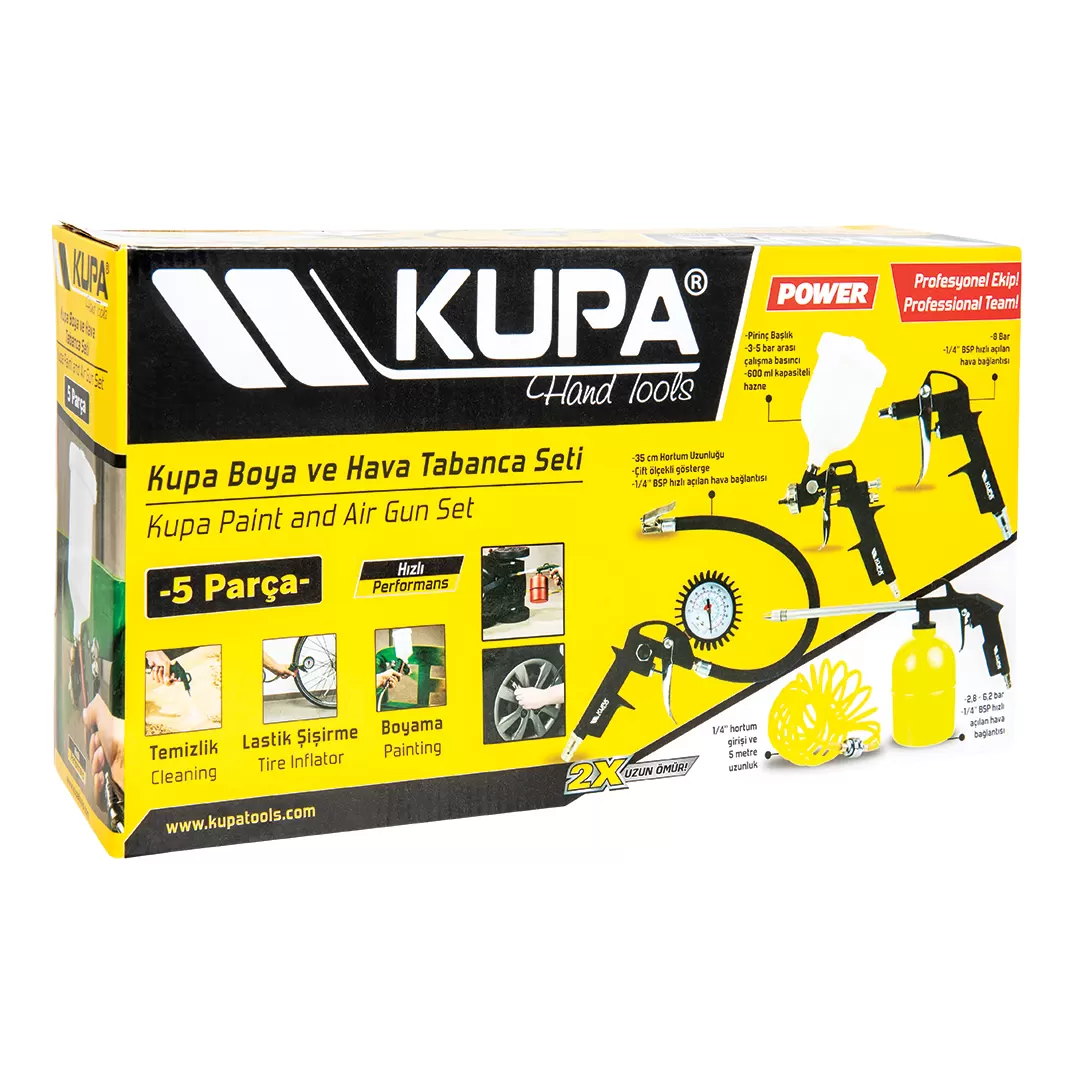 Kupa Kup7068 Boya Ve Hava Tabanca Seti 5 Parça