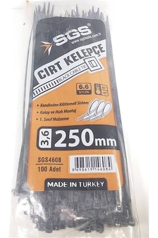 Sgs Cırt Kelepçe 3,6 X 250 Mm Siyah