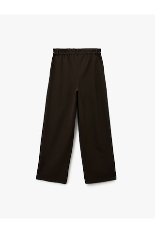 Koton Beli Bağcıklı Bağlamalı Cepli Düz Geniş Paça Kumaş Pantolon Kahverengi 6wak40188pw Kahve