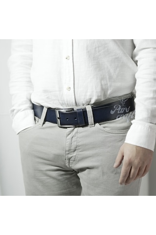 Hakiki Manda Derisi Erkek Kemer 4,5cm Lacivert Kot Pantolon Kemer Lacivert