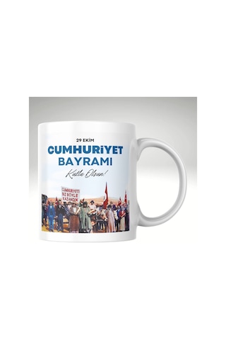 Applucky 29 Ekim Cumhuriyet Bayramı Baskı Kupa Bardak Beyaz