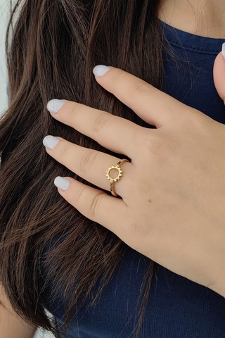 Chavin Çelik Gold Güneş Model Bayan Yüzük Ev35sr 001