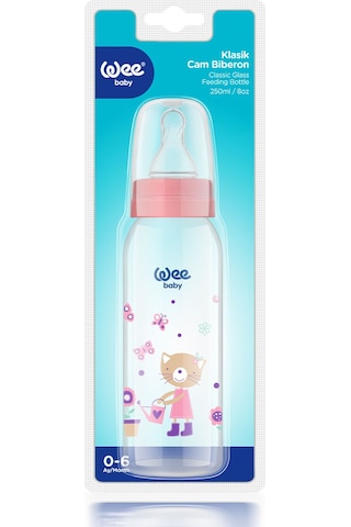 Wee Baby  Klasik Cam Biberon 250 ML Pembe