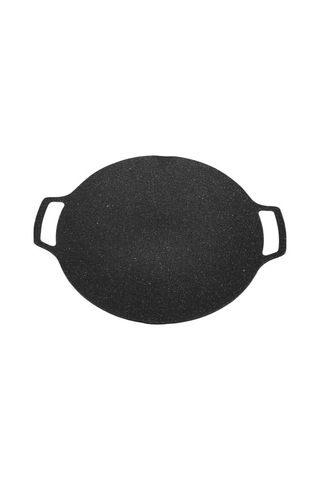 Ulzyvf Döküm Demir Tencere Tavası Siyah 35cm İndüksiyonlu Pişirme Alev Desenli Siyah