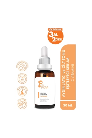 The Pova Aydınlatıcı ve Cilt Tonu Eşitleyici C Vitamini Serum 30 ML