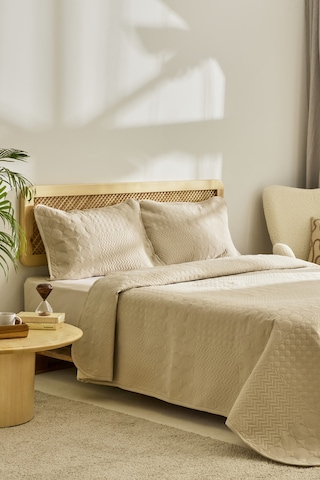 Kaşmir Home Tia Çift Kişilik Yatak Örtüsü Takımı Bej Bej