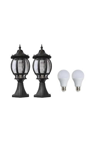 2 Adet Sekizgen Set Üstü Bahçe Armatürü, Set Üstü Modern Armatür, Bahçe Armatürü, 2 Ampul Hediye Diğer