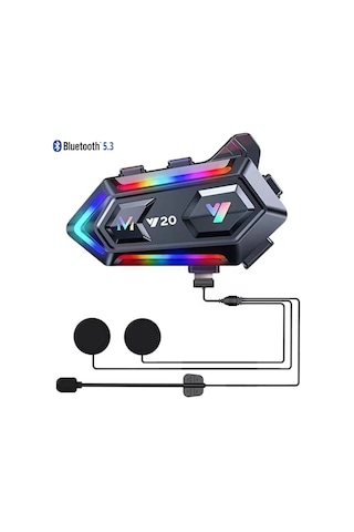 Gp Katjmer Y20 Bluetooth 5.3 Rgb Işıklı Ipx6 Motosiklet Kask Kulaklığı Intercom