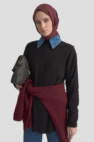 Armine Yüksek Yaka Triko Kazak 25kd6019 Siyah Siyah