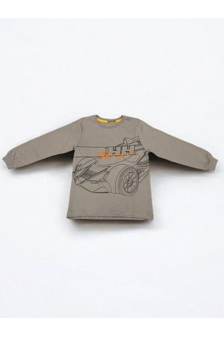 Erkek Çocuk Racing Sweatshirt-14666 Gri