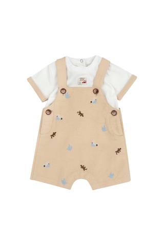 Chicco Erkek Bebek Kısa Kollu Tişört Ve Kısa Tulum Takım 09101152000000 000061 Bej