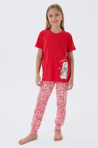 Arnetta Kız Çocuk Kırmızı Pijama Takım Kırmızı
