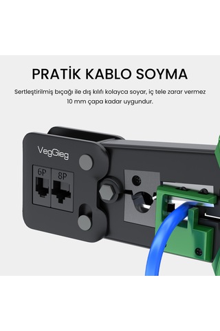 Veggieg 6p/8p Cat8 Cat7 Cat6 Rj45 Ethernet Jack Pensesi Rj11 Rj12 Telefon Kablosu Jak Kesme Soyma Sıkma Aleti 80468982