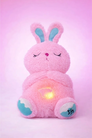 Pembe Tavşan Nefes Alan Peluş Oyuncak Müzikli Uyku Arkadaşı Peluş Oyuncak 35cm Çok Renkli