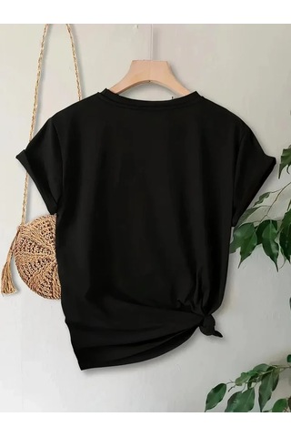 Defymoda Anneler Günü Hediye Anne Temalı Baskılı Oversize Bisiklet Yaka T-shirt - Siyah