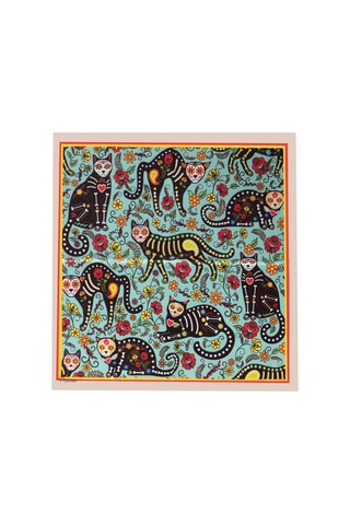 Inno 60x60 Cm Premium Saten Desenli Dikişli Fular Kahverengi