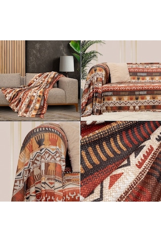 Latuda Concept SoftMicro Etnik Desenli Boho Koltuk Örtüsü 130 x 180 CM