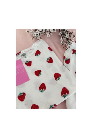 Mh Moony Homewears Çilek Mom Yazlık Yumuşacık Şortlu Pijama Takımı Kırmızı Tonlar