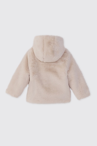Panço Kız Bebek Ekru Peluş Mont Krem