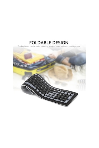 Springsun Kablosuz 2.4g Silikon Katlanır Klavye - 107 Tuşlu Taşınabilir Bilgisayar Klavyesi