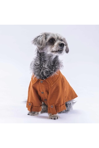 Pawstar Kahverengi Linen Look Kedi Köpek Gömleği