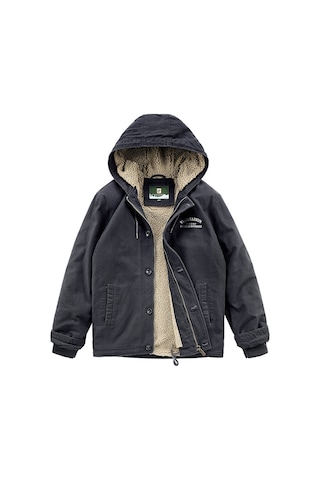 Ikkb Kışlık Erkek Gündelik Kalınlaşmış Sıcak Kapüşonlu Ceket Kaban Siyah