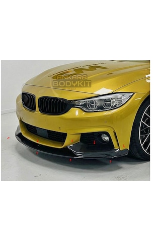 F32 F33 F36 M Sport Ön Lip 3 Parça - Plastik Parlak Siyah