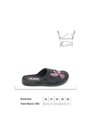 Gezer Kışlık Kadın Nakışlı Ev Terlik Gt1kzm.13621.00.010.0c Siyah