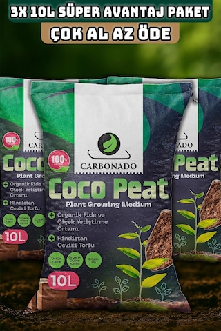 Cocopeat 10l X3 / Hindistan Cevizi Lifli Torf / Organik Toprak / Süper Avantaj Paketi