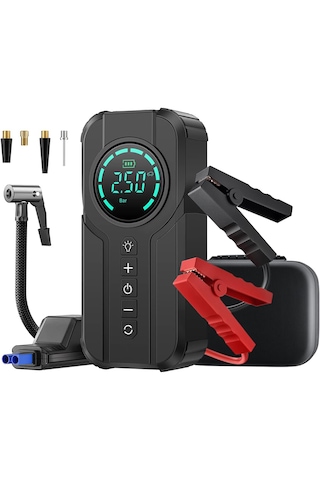 Robo Şarjlı Akü Ateşleyici 4ü Bir Arada Lastik Şişirici+powerbank+led Işık