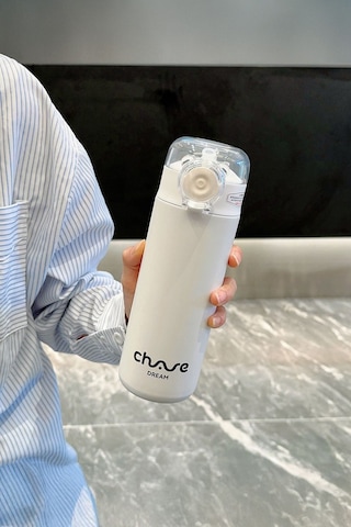 Pipetli Kapaklı Paslanmaz Çelik Isı Yalırımlı Termos Kupa 400 Ml - Beyaz Beyaz