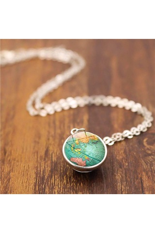Çift Taraflı Dünya Kolye Harita Kolye Aksesuar Kadın Çok Renkli