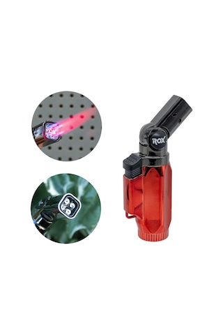 Rox Bs-106 Dört Alev Çıkışlı Mini Bütan Gaz Torch Pürmüz Kırmızı