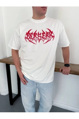 Vexor Erkek Baskılı T-shirt Yazlık Kısa Kol Bisiklet Yaka Rahat Kalıp Tişört - Beyaz