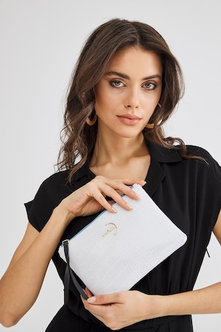 Deri Company Kadın Basic Clutch Çanta Kroko Timsah Desen Beyaz (4031-BB) 214030 Beyaz