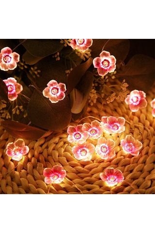 30 Led Pembe Kiraz Çiçeği Işıkları Noel Yatak Odası Halkası Bakır Telli Işık Dizisi Avlu Dekorasyonu Renkli Işık Dizisi