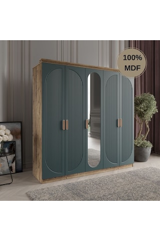 Soho 5 Kapak Mdf Gardırop Yeşil