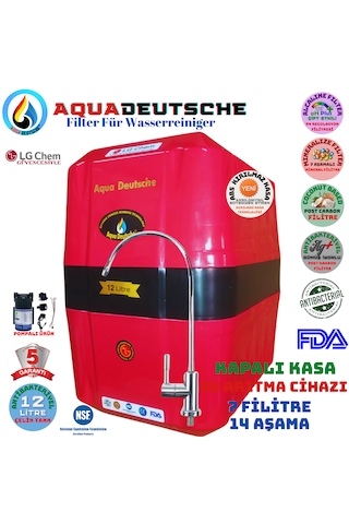 Elegance Pompalı Kırmızı 12 Lt 7 Filtre 14 Aşama Su Arıtma Cihazı