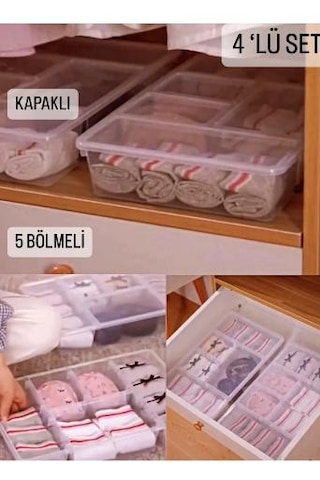 4 Adet Luna Kapaklı Masa Üstü Düzenleyici Ofis Malzemesi Saklama