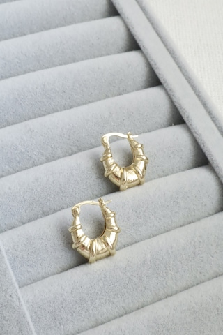 Kadın Küpe Kararmaz 14k Renk Vip Seri Boğumlu Halka Küpe Altın